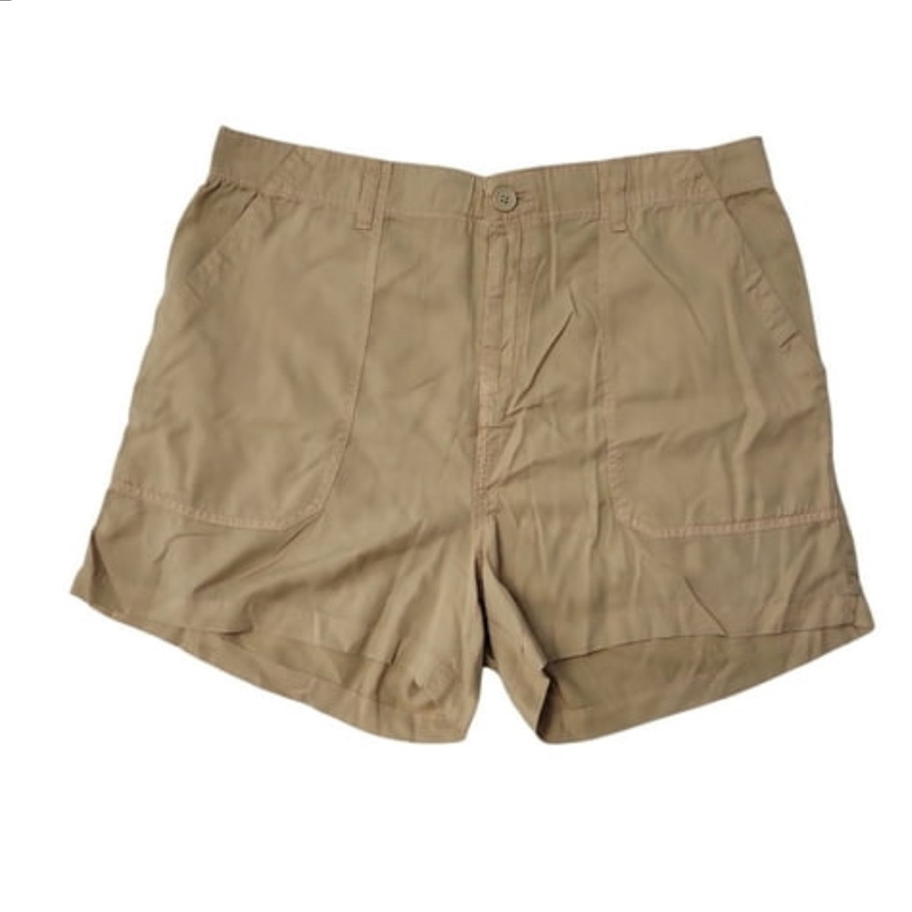Social Standard by Sanctuary Women’s Fortune TENCEL Tan Flat Front Shorts - Picture 3 of 4